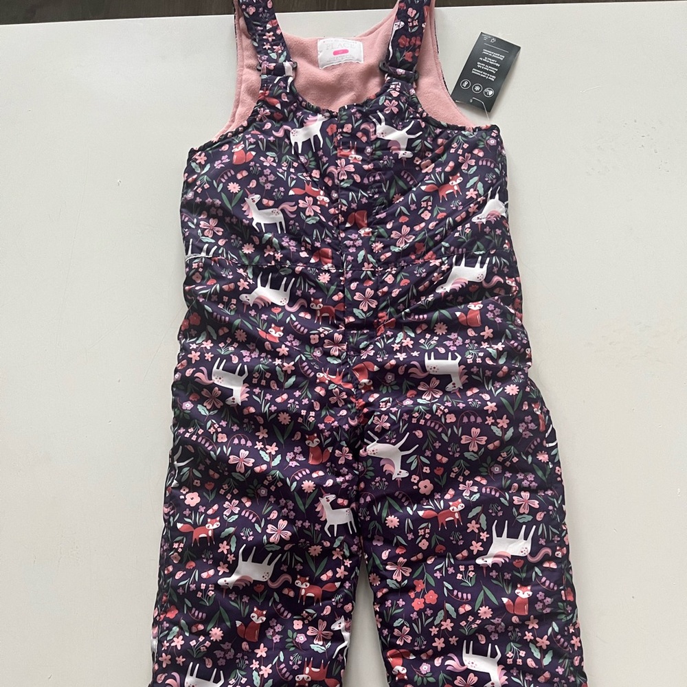 The Children's Place Snow Overalls Unicorn Fox Print Toddler Size 5T